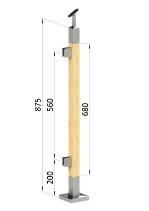Drevený stĺp, vrchné kotvenie, výplň: sklo, ľavý - slide 0