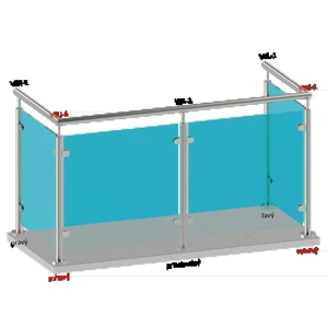 Nerezový stĺp, vrchné kotvenie, výplň: sklo, rohový: 90° - slide 1