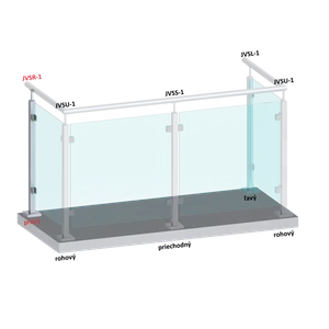 Nerezový stĺp, vrchné kotvenie, výplň: sklo, pravý - slide 1