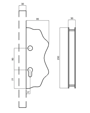 Kazetová sestava pro branku 250 x 95 x 30 mm, hladká - slide 1