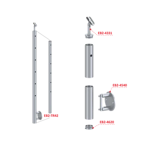Nerezový sloup, boční kotvení, 6děrový koncový, pravý - slide 2