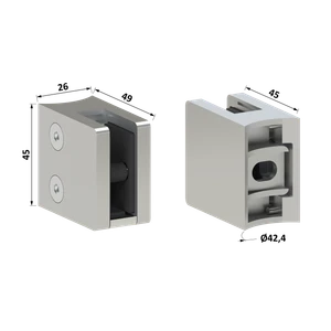 Svorka skla/plechu na trubku ø 42,4 mm, so spodnou podložkou - slide 2