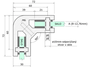 Svorka rohová, sklo 8–12,76 mm, broušená AISI 304 - slide 3