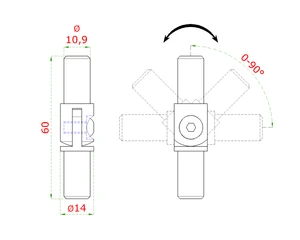 Spoj s kloubem (0-100°), ø 14 mm (trubka), broušená AISI 304 - slide 1