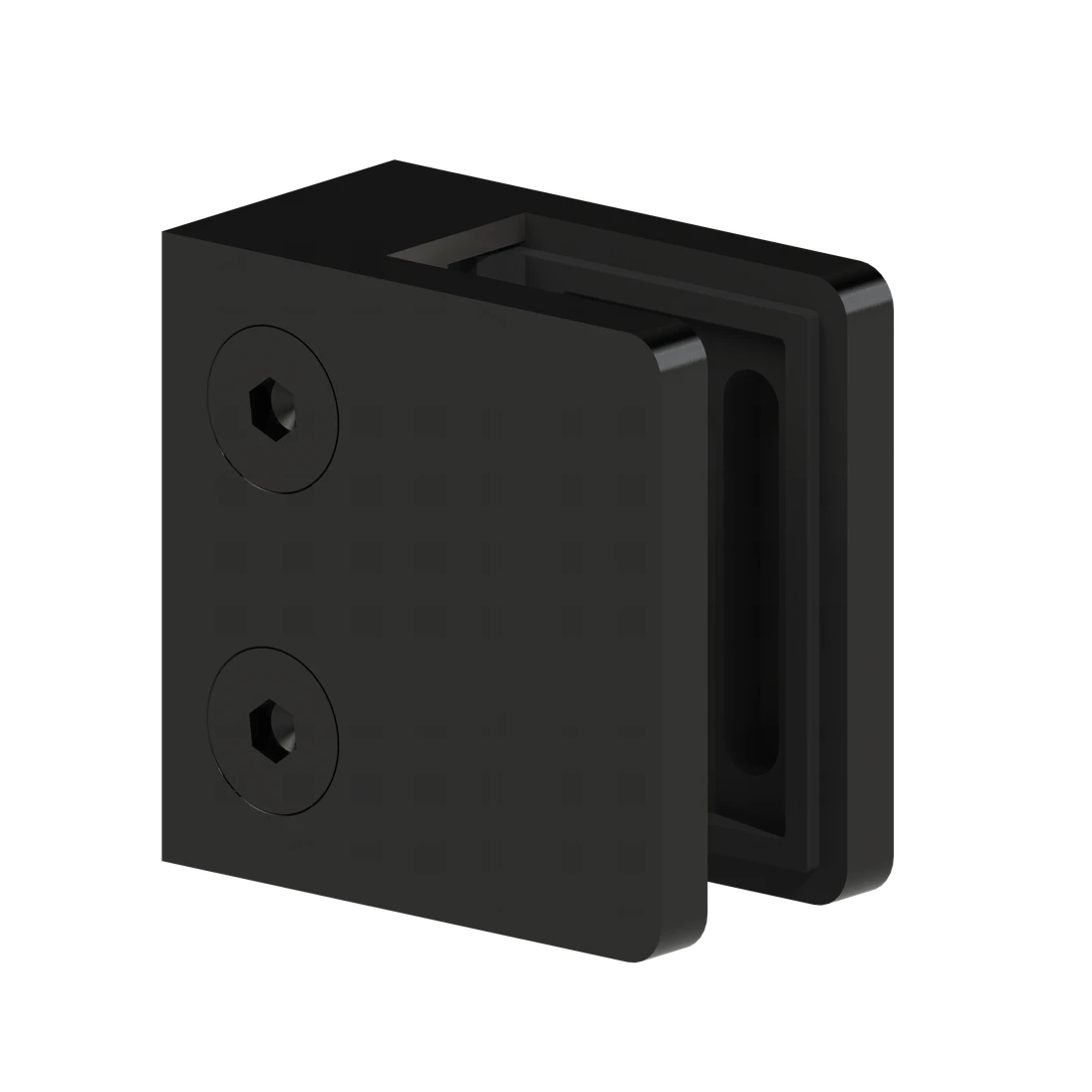 Svorka skla/plechu na jokel 40 x 40 mm, AISI 304, čierna