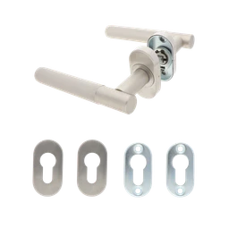 Klika s vroubkovaným madlem, včetně rozety, AL/AISI 304