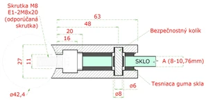 Svorka na trubku ø 42,4 mm, sklo 6 - 10,76 mm, AISI 304 - slide 3