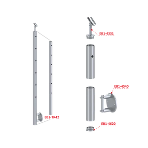 Nerezový sloup, boční kotvení, 6děrový průchozí - slide 2