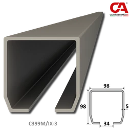 C profil  MEDIO 98x98x5 Combi Arialdo nerezový, pro samonosný systém, nerez bez povrchové úpravy /AISI304 - 3m (toleranc