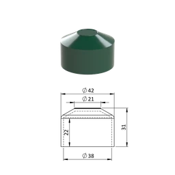 Vonkajšia krytka guľatá ø 38 mm, plastová PE, zelená