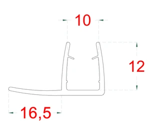 Plastové tesnenie na sklo 10 mm, L = 2200 mm - slide 1