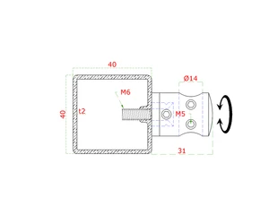 Držiak tyče ø 14 mm prechodný, plochý, brúsená AISI 304 - slide 3