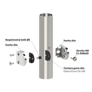 Svorka na trubku ø 42,4 mm, sklo 6 - 10,76 mm, AISI 304 - slide 3
