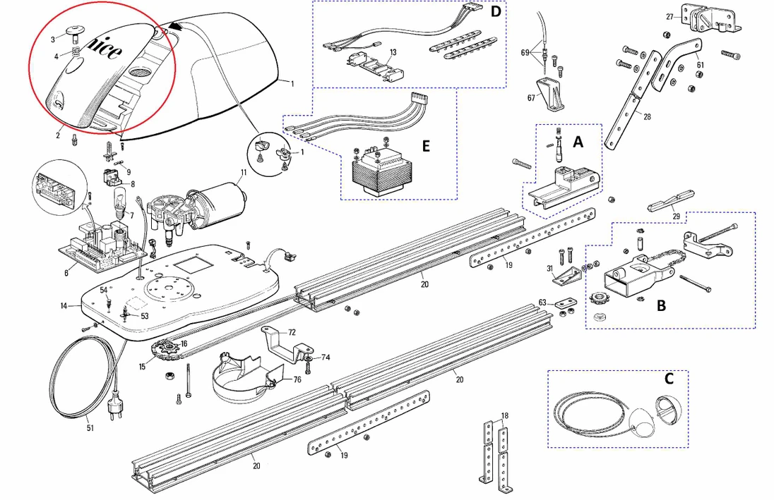 PPD0125R02.45401 kryt osvětlení pro SPIDO/ SPIDER
