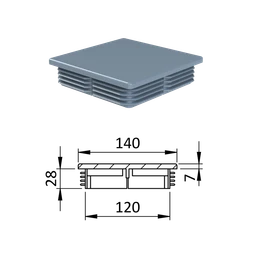 Krytka plastová 140 x 140 mm, sivá