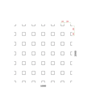 Děrovaný plech čtvercový řadový Zn, otvor: 10x10 mm, rozteč: 20 mm (1000x2000x1,5 mm) - slide 1