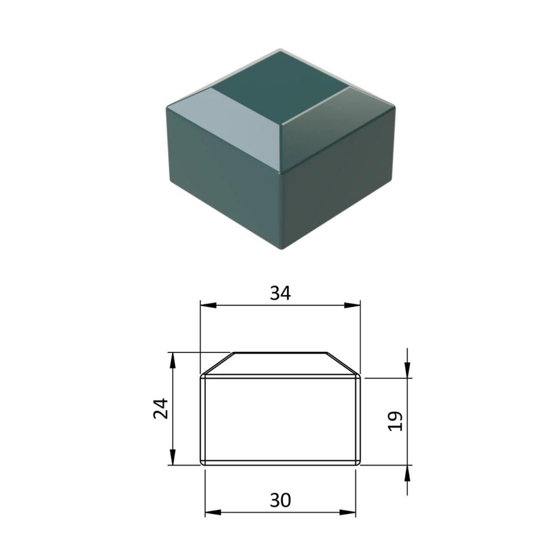 Vonkajšia krytka 30 x 30 mm, plastová PE