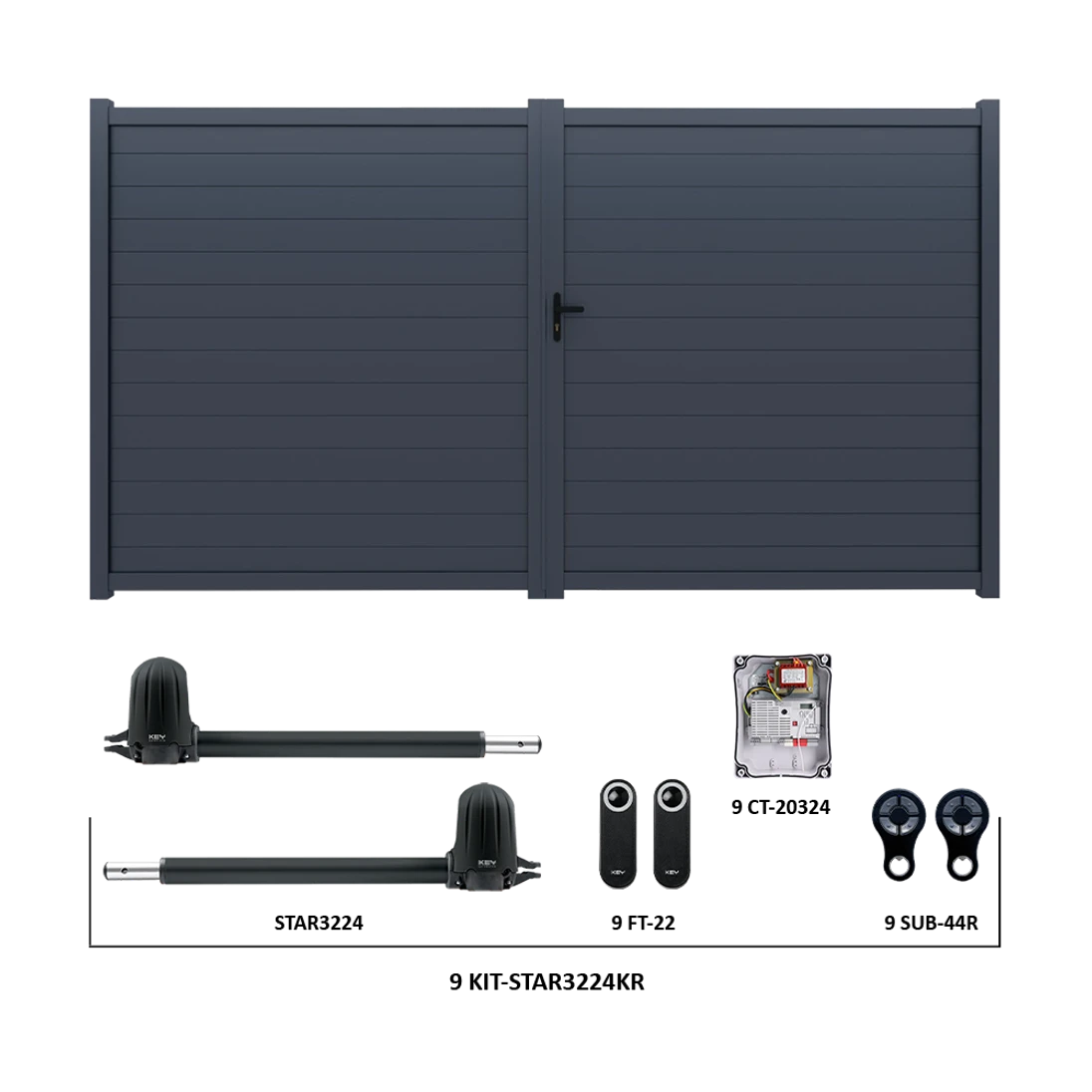 Krídlová brána, hliníková, 4000 x 1788 mm s pohonom STAR3224KR