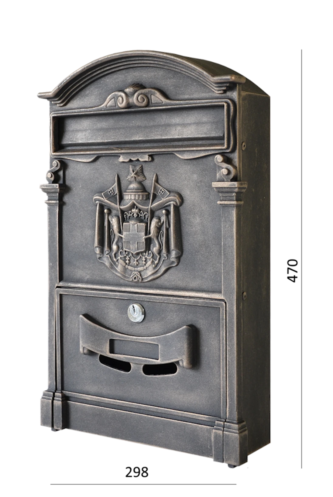 Schránka poštová, 470 x 298 x 92 mm, medená patina