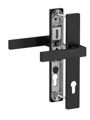 Hliníkový set so štítom kľučka/kľučka, čierny brúsený elox - slide 0