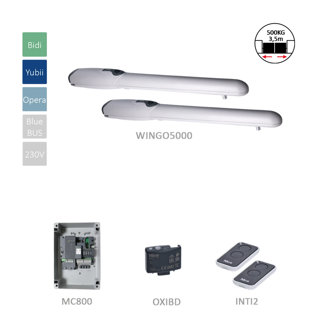 WINGO5000 kit pohonu pre krídlovu bránu do 3,5 m/krídlo
