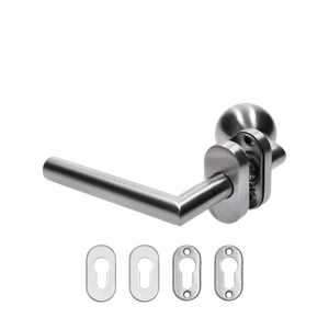 Kľučka (L) + Guľa (pevná), vyhnutá, brúsená nerez AISI 304 - slide 0