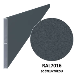 Al profil 200 x 16 x 6000 mm, lak se strukturou RAL 7016