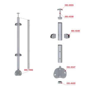 Nerezový stĺp, bočné kotvenie rohové, výplň: sklo - slide 2