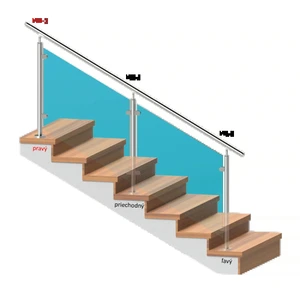 Nerezový sloup, vrchní kotvení, výplň: sklo, pravý - slide 1