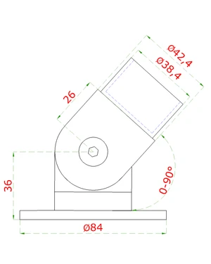 Spojka na stenu s kĺbom na ø 42,4 mm, brúsená AISI 304 - slide 1