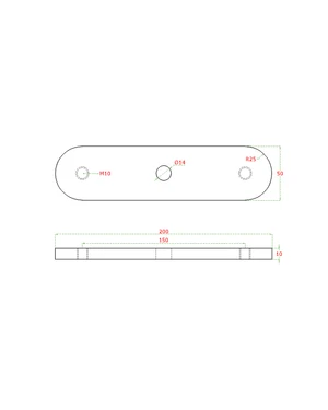 Kotviaca platňa L = 200 mm, brúsená nerez AISI 304 - slide 1
