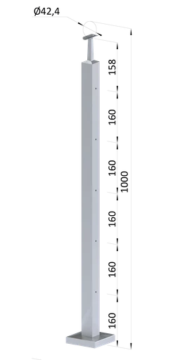 Nerezový sloup, vrchní kotvení, 5řadový M6