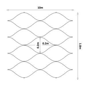 Lanová sieť, 1,8 x 10 m, oko 200 x 200 mm, ø 2 mm, AISI 316 - slide 0