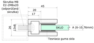 DOPRODEJ! Svorka plochá, sklo 6–10,76 mm, broušená AISI 316 - slide 3