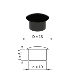 Vnitřní krytka kulatá ø 13 mm, otvor ø 10 mm, černá, plast - slide 0