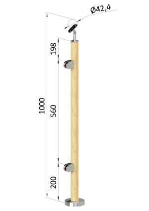 Drevený stĺp, vrchné kotvenie, výplň: sklo, ľavý - slide 0