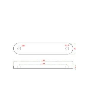 Kotvící deska L = 155 mm, broušená nerez AISI 304 - slide 1