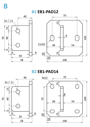 Kombinovaný Fe vypalovaný sloup, vrchní kotvení, 8-děrový - slide 1