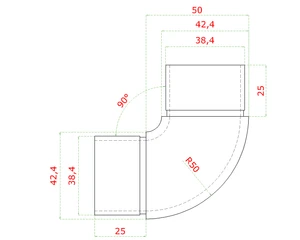 Spojka oblúková na trubku ø 42,4 mm, brúsená nerez AISI 304 - slide 1