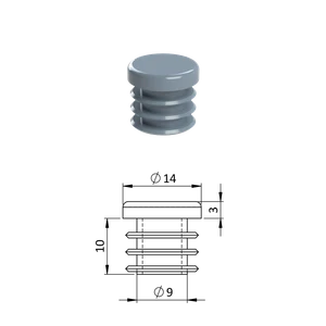 Vnútorná krytka guľatá ø 14 mm, plastová, sivá - slide 0