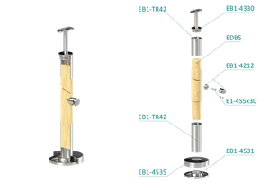 Dřevěný sloup, vrchní kotvení, 4řadový, průchozí - slide 1