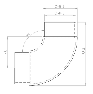 Spojka oblúková na trubku ø 48,3 mm, brúsená AISI 304 - slide 1