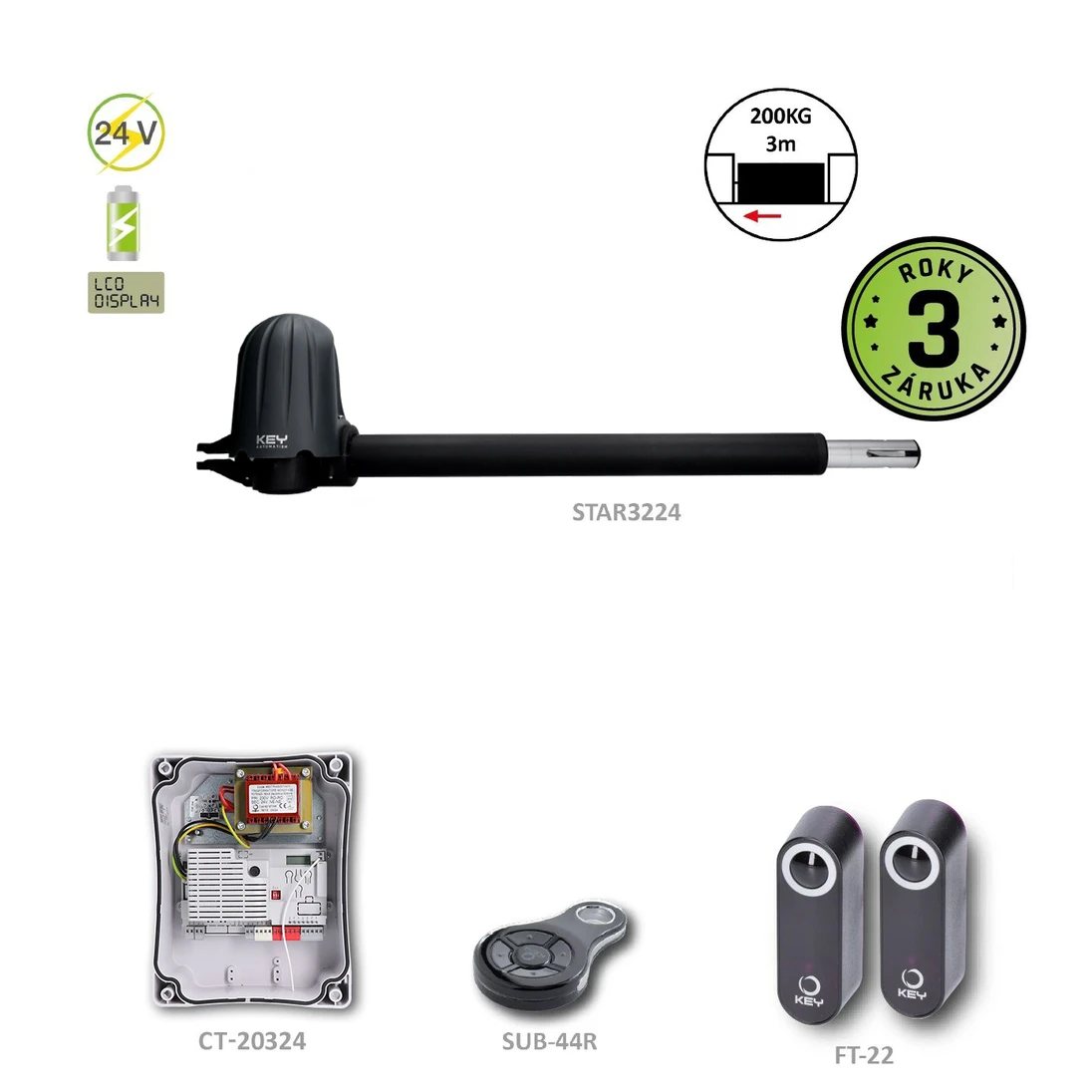 STAR3224 ľavý pohon pre jednokrídlovú bránu do 3 m/krídlo