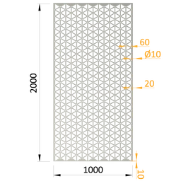 Dierovaný plech 1000 x 2000 x 1,5 mm, sieťový vzor, pozink