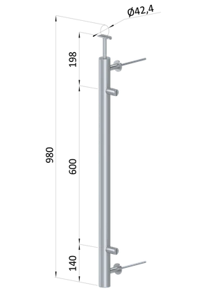 Nerezový sloup, boční kotvení, výplň: plech, pravý - slide 0