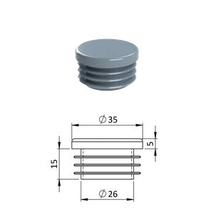 Vnútorná krytka guľatá ø 35 mm, plastová, sivá - slide 0