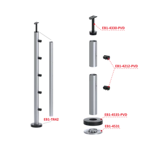 Nerezový sloup, vrchní kotvení, 5řadový průchozí - slide 1
