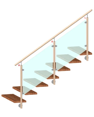 Dřevěný sloup, boční kotvení, výplň: sklo, průchozí - slide 3