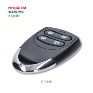 Vysielač 4-kanálový, 433 MHz, plávajúci kód, čierny - slide 0