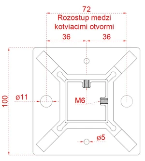 Nerezový stĺp, 6-radový M6,rohový 90° - slide 3